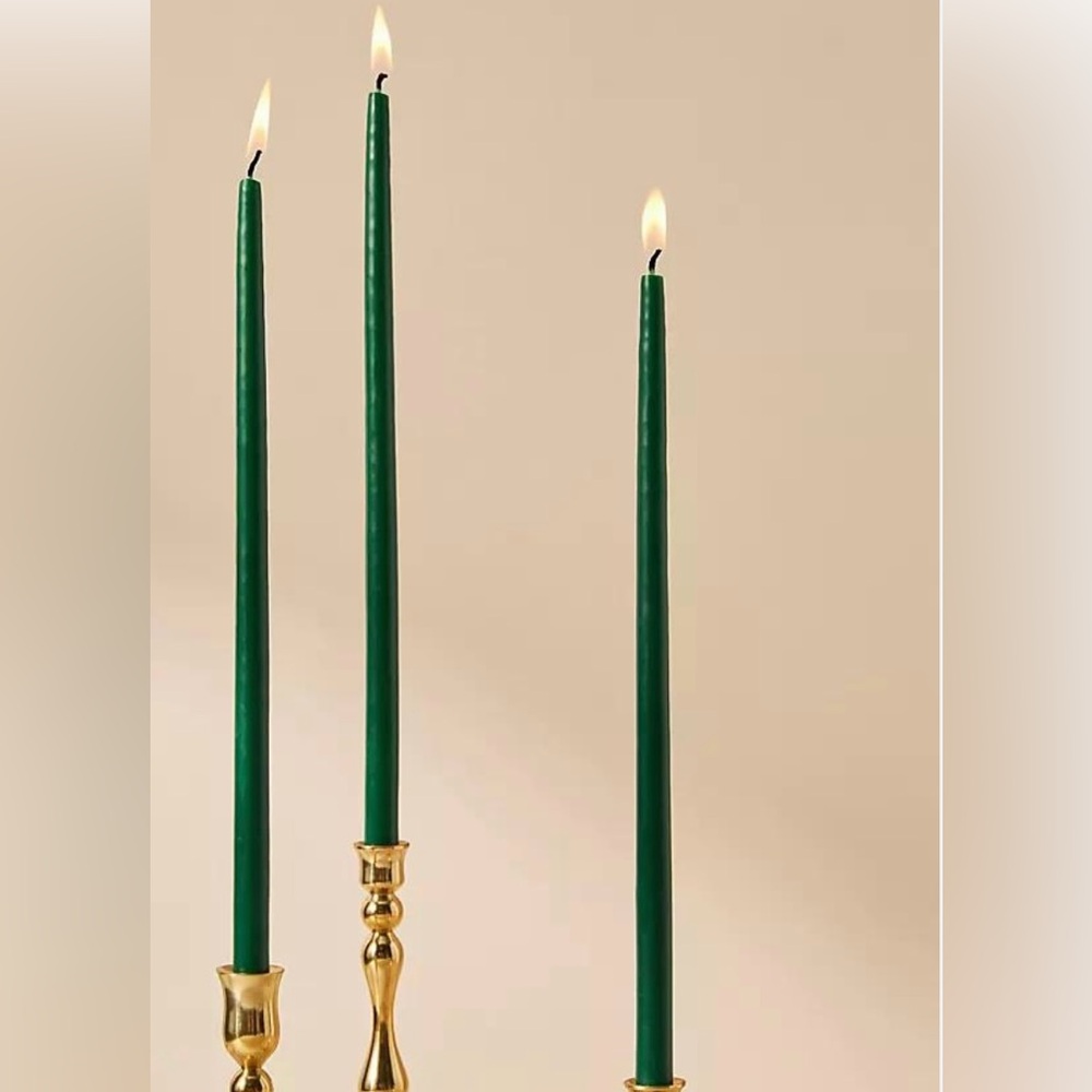 Set of 12 Anthropologie Mini Taper Candles Green 12" Thin St Patrick